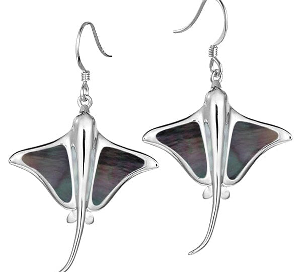 Mother of Pearl Eagle Ray Earrings Earrings Island by Koa Nani Black 