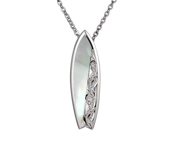Mother of Pearl Engraved Surfboard Pendant Pendant Island by Koa Nani 
