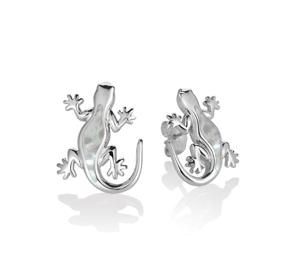 Mother of Pearl Gecko Earrings Earrings Island by Koa Nani White 