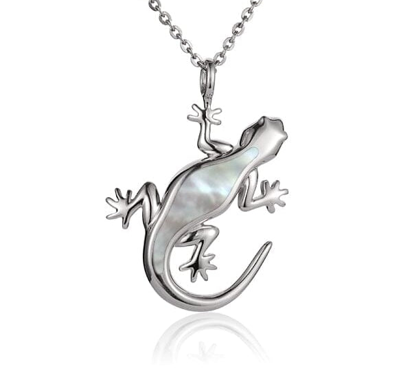 Mother of Pearl Gecko Pendant Pendant Island by Koa Nani White 