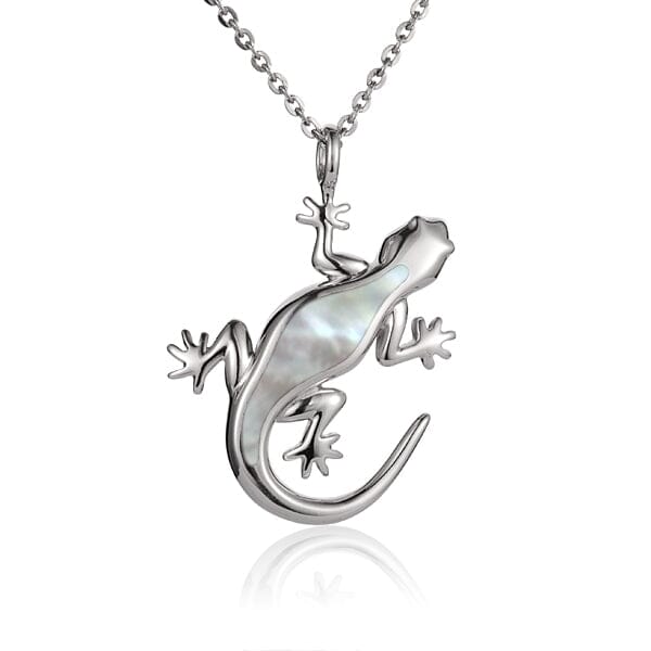 Mother of Pearl Gecko Pendant Pendant Island by Koa Nani White 