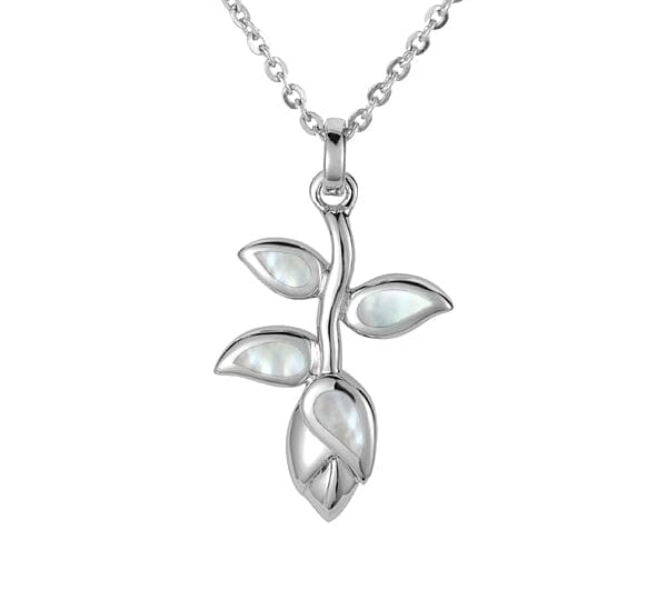 Mother of Pearl Heliconia Pendant Pendant Island by Koa Nani White 