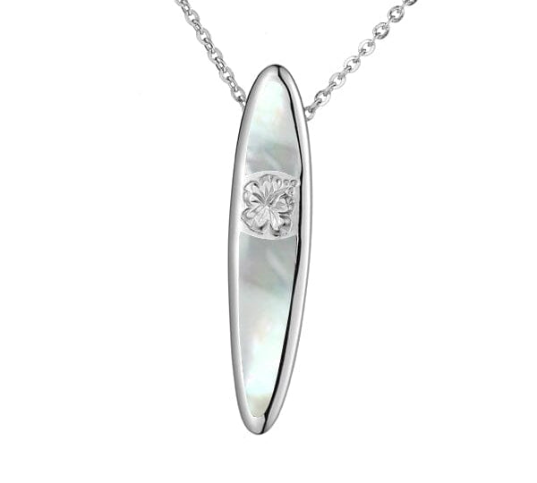 Mother of Pearl Hibiscus Surfboard Pendant Pendant Island by Koa Nani 