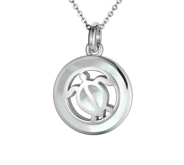 Mother of Pearl Honu Medallion Pendant Pendant Island by Koa Nani White 