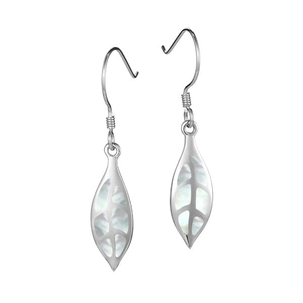 Mother of Pearl Maile Leaf Earrings Earrings Island by Koa Nani 