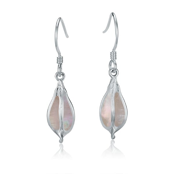 Mother of Pearl Maile Leaf Earrings Earrings Island by Koa Nani 