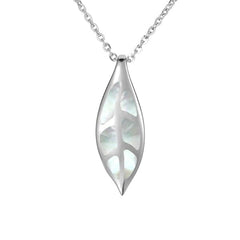 Mother of Pearl Maile Leaf Pendant Pendant Island by Koa Nani White 