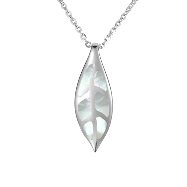 Mother of Pearl Maile Leaf Pendant Pendant Island by Koa Nani White 
