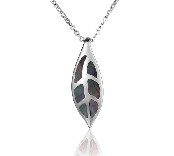 Mother of Pearl Maile Leaf Pendant Pendant Island by Koa Nani Black 