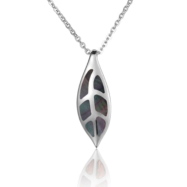 Mother of Pearl Maile Leaf Pendant Pendant Island by Koa Nani Black 