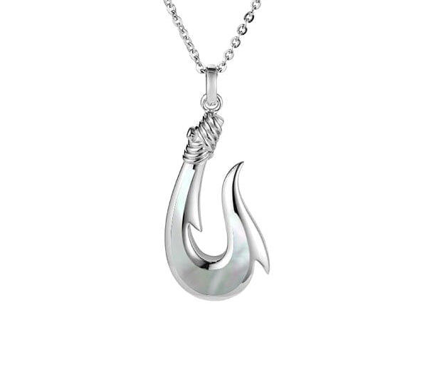 Mother of Pearl Maui Fishhook Pendant Pendant Island by Koa Nani Large 