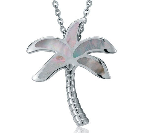 Mother of Pearl Palm Tree Pendant Pendant Island by Koa Nani White 