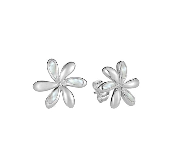 Mother of Pearl Tiare Flower Earrings Earrings Island by Koa Nani White 