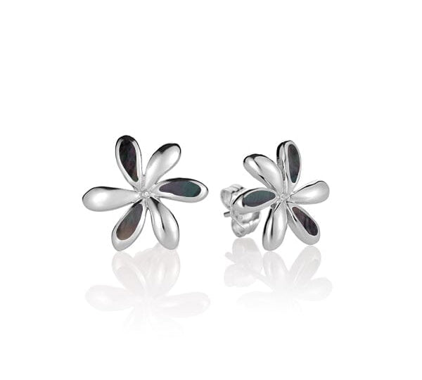 Mother of Pearl Tiare Flower Earrings Earrings Island by Koa Nani Black 