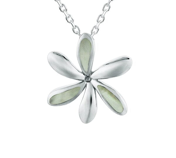 Mother of Pearl Tiare Flower Pendant Pendant Island by Koa Nani Large White 