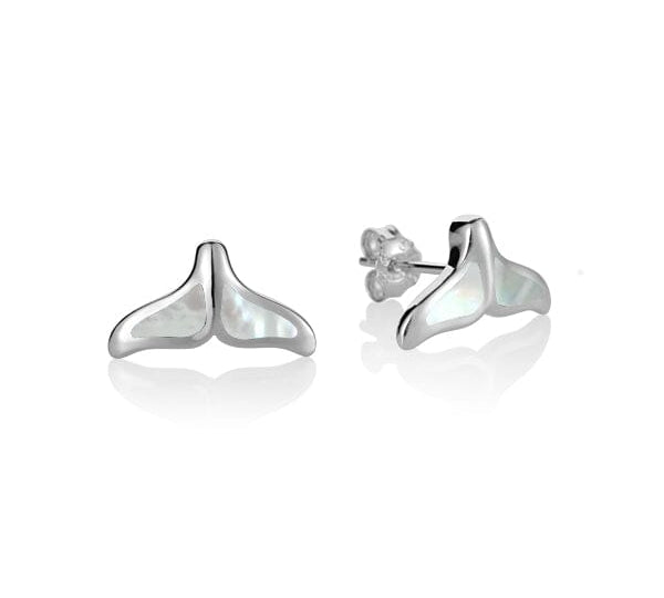 Mother of Pearl Whale Tail Earrings Earrings Island by Koa Nani White 