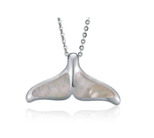 Mother of Pearl Whale Tail Pendant Pendant Island by Koa Nani Small White 