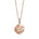 The picture shows a small 14K rose gold sand dollar cut out pendant with diamonds.