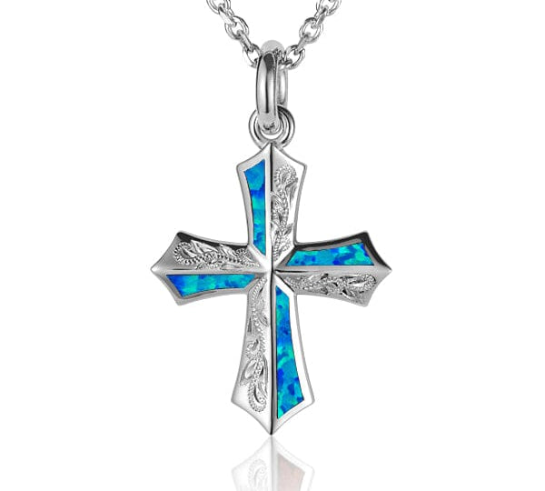 Opal Engraved Cross Pendant Pendant Island by Koa Nani 