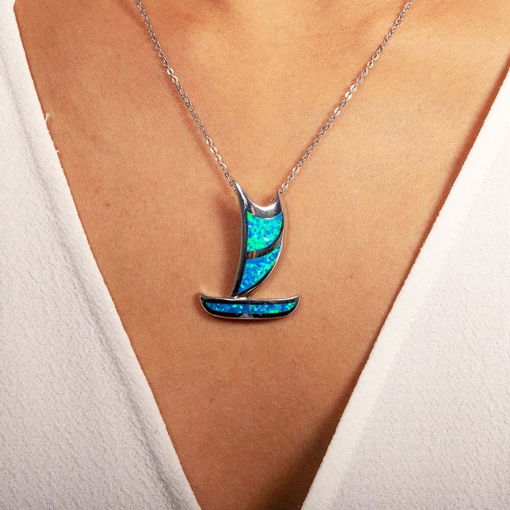 Opal Hawaiian Canoe Pendant Pendant Island by Koa Nani Large 