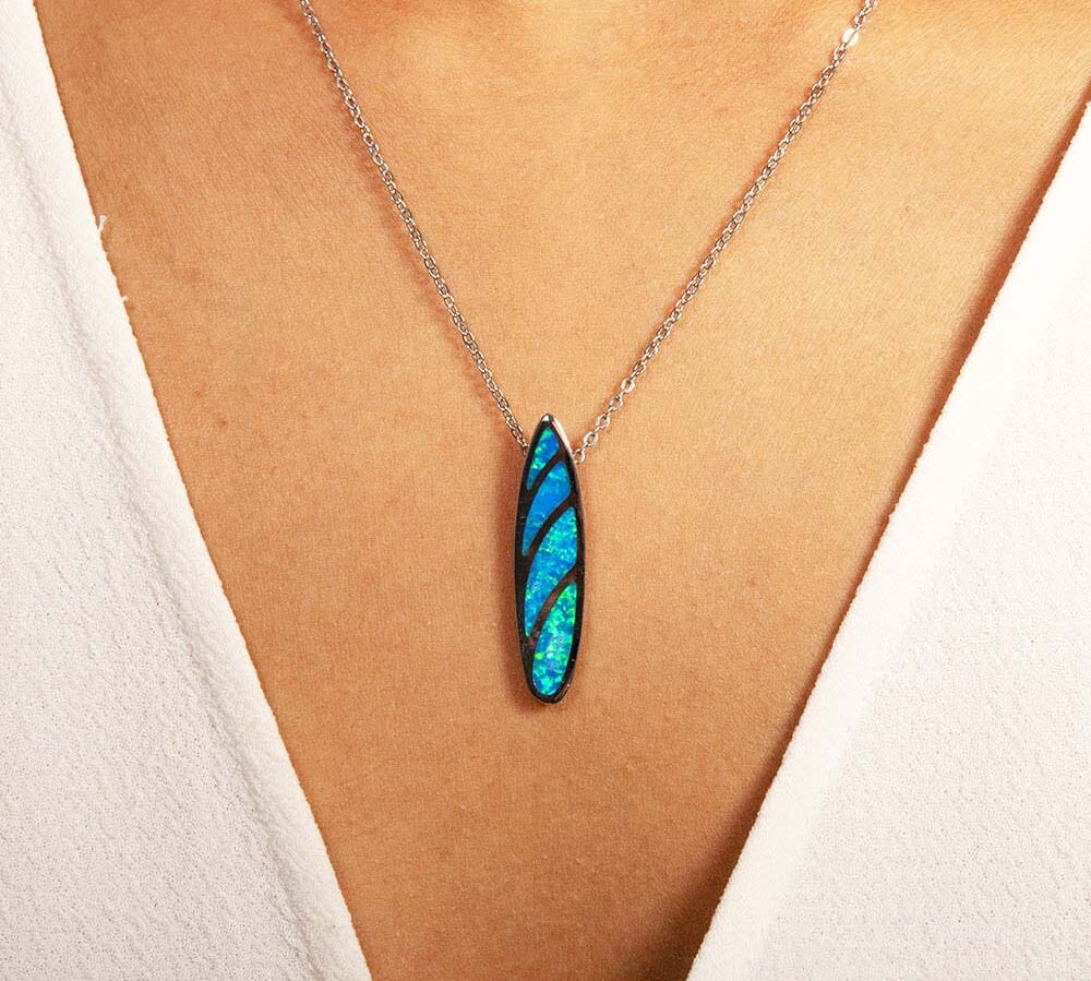 Opal Hawaiian Surfboard Pendant Pendant Island by Koa Nani 