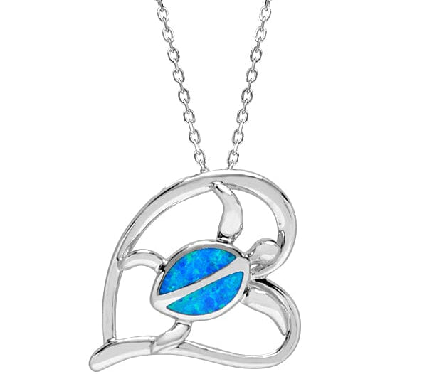 Opal Polynesian Honu Heart Pendant Island by Koa Nani 