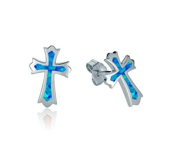Opal Regal Cross Stud Earrings Earrings Island by Koa Nani 