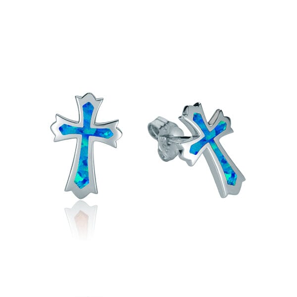 Opal Regal Cross Stud Earrings Earrings Island by Koa Nani 