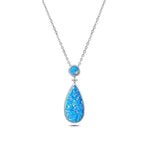 The picture shows a 925 sterling silver opalite teardrop pendant with cubic zirconia.