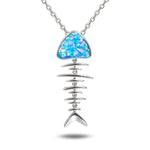 The picture shows a 925 sterling silver opalite fish bone pendant.