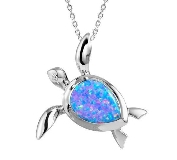 The picture shows a 925 sterling silver opalite sea turtle pendant.