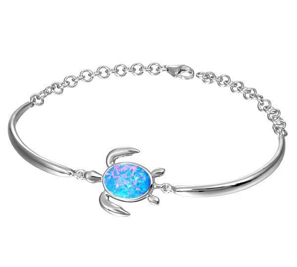 The picture shows a 925 sterling silver opalite sea turtle bracelet.