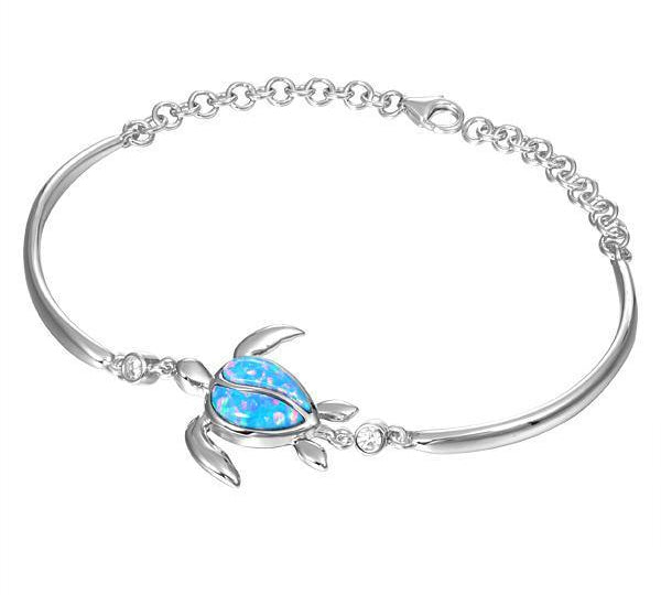 The picture shows a 925 sterling silver opalite sea turtle bracelet.