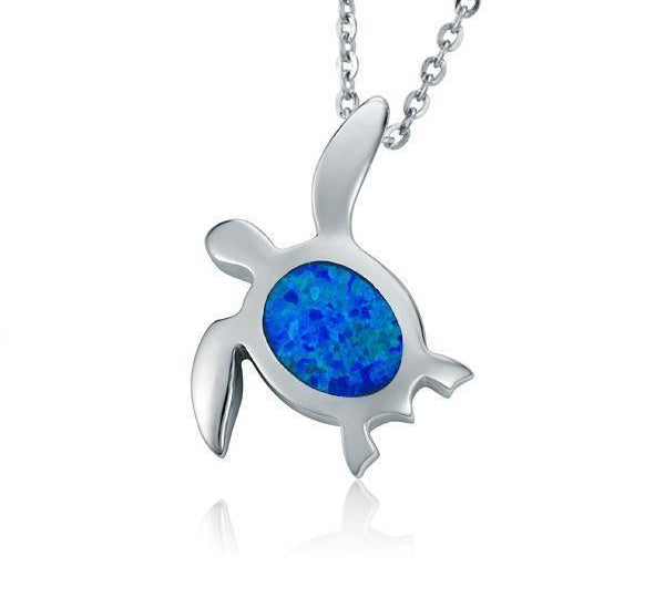 Sterling silver sea turtle pendant with opalite.