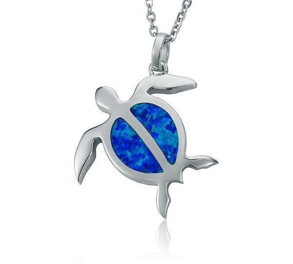 Sterling silver sea turtle pendant with opalite.