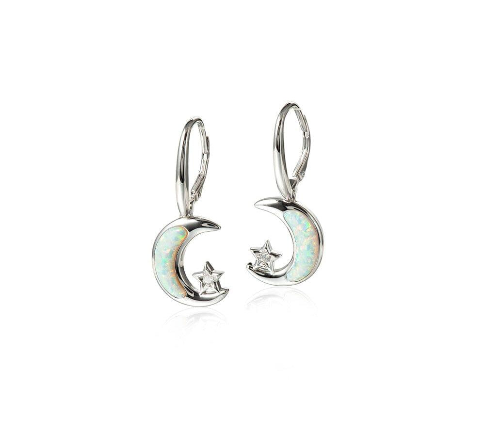 Opalite Moon & Star Earrings Earrings Island by Koa Nani White 
