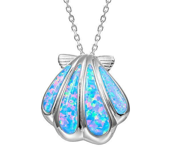 The picture shows a 925 sterling silver opalite oyster shell pendant.