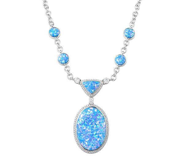 The picture shows a 925 sterling silver opalite oval necklace.