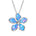 In this picture there is a plumeria pendant with blue opalite set in sterling silver.