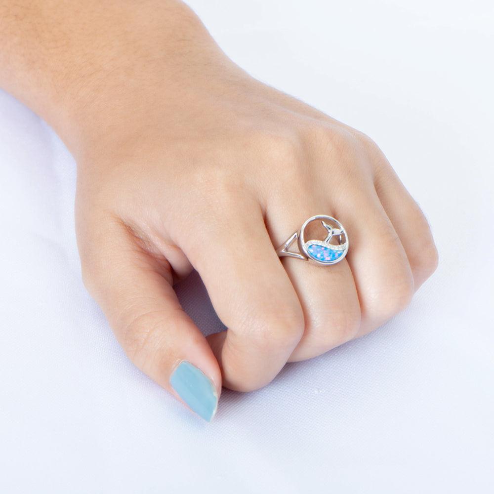 Opalite Whale Wave Ring Ring Island by Koa Nani 