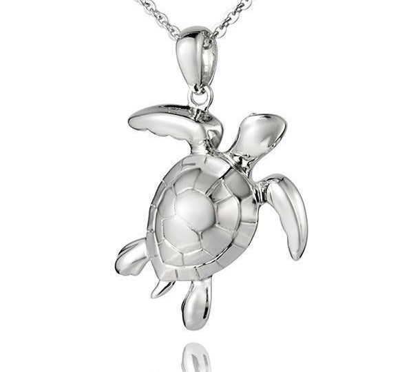 The picture shows a large 925 sterling silver sea turtle pendant.
