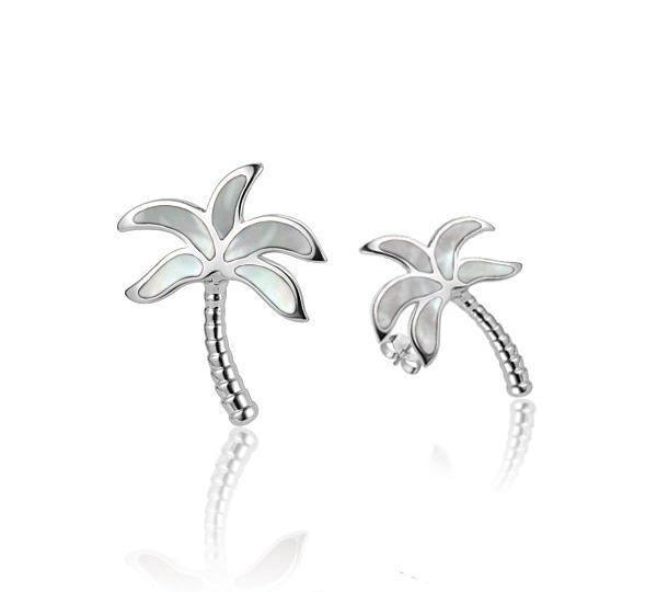 Palm Tree Earrings with Mother of Pearl - Island by Koa Nani