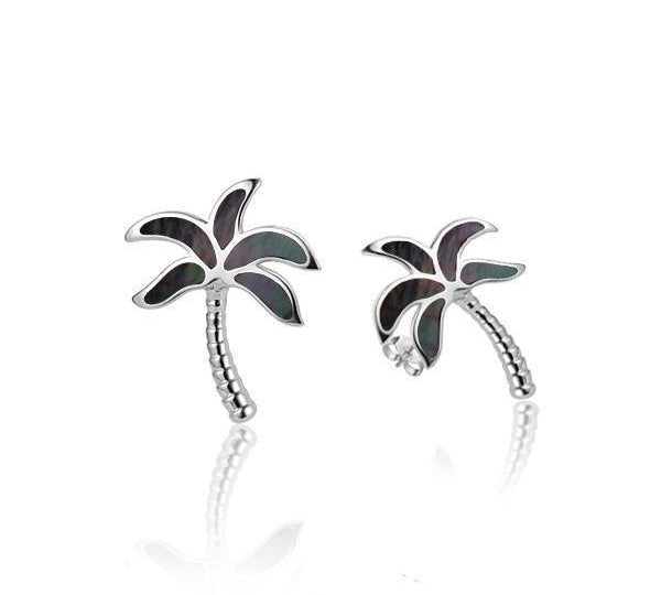Palm Tree Earrings with Mother of Pearl - Island by Koa Nani