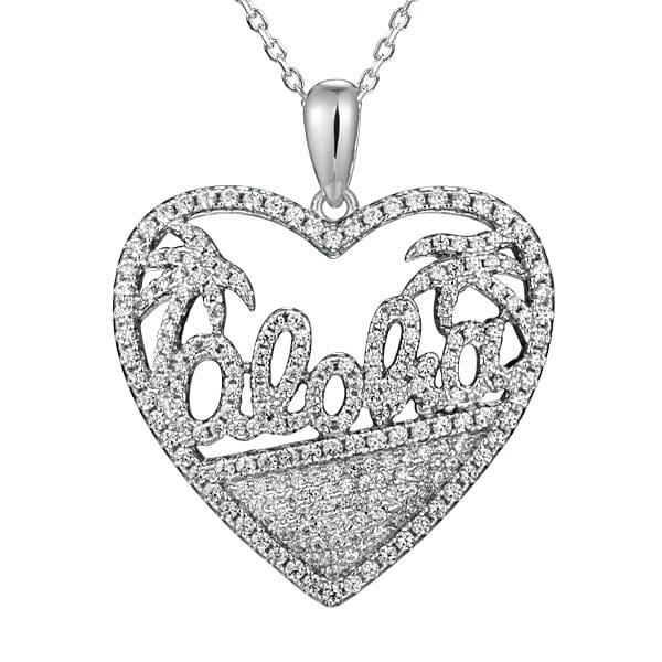 Pavé Aloha Heart Pendant Pendant Island by Koa Nani White Gold 