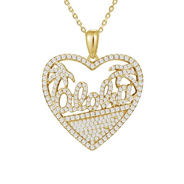 Pavé Aloha Heart Pendant Pendant Island by Koa Nani Yellow Gold 