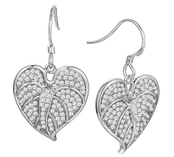 Pavé Anthurium Earrings Earrings Island by Koa Nani White Gold 