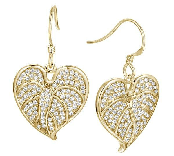 Pavé Anthurium Earrings Earrings Island by Koa Nani Yellow Gold 