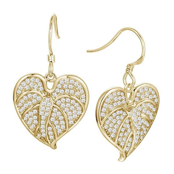 Pavé Anthurium Earrings Earrings Island by Koa Nani Yellow Gold 