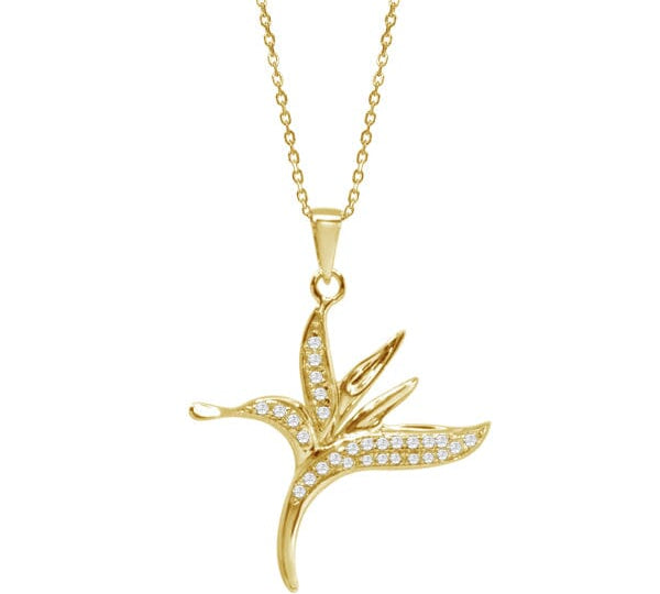 Pavé Bird of Paradise Pendant Pendant Island by Koa Nani Yellow Gold 