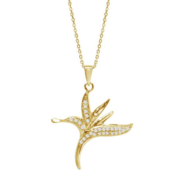 Pavé Bird of Paradise Pendant Pendant Island by Koa Nani Yellow Gold 